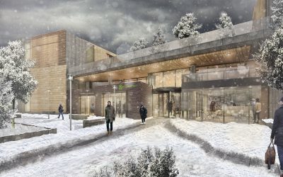 Exterior Render of Interscape, Entrance Winter